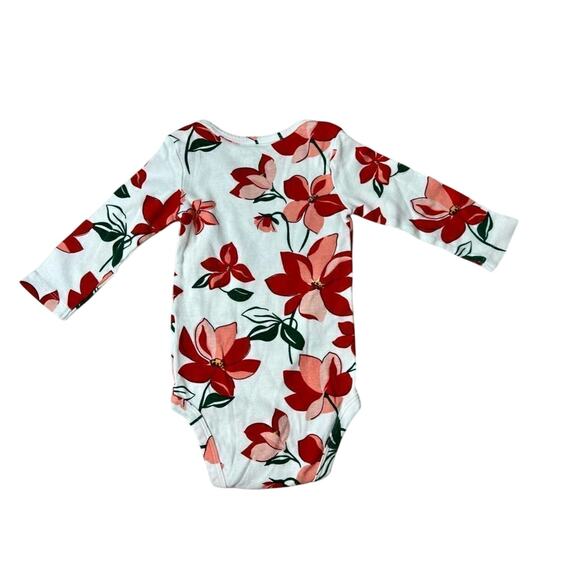 Just One You by Carter's Poinsettia Bodysuit One Piece 9 months Whimsical Floral - Picture 5 of 8
